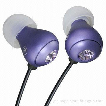 Promotional best looking crystal earphone for girls